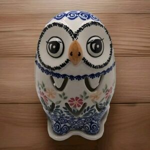 Polish Pottery Owl Candle Luminary